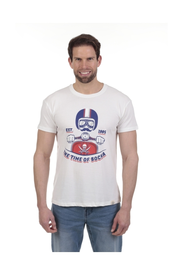 Camiseta Motorino 2005 Hombre The Time Of Bocha QV1C07 Blanco