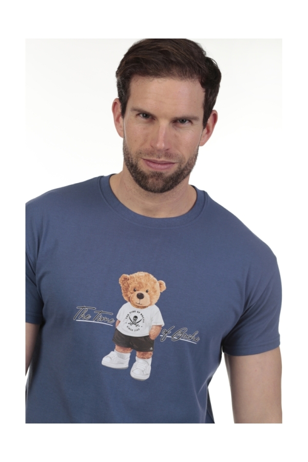 Camiseta Bear Hombre The Time Of Bocha QV1C21 Denim