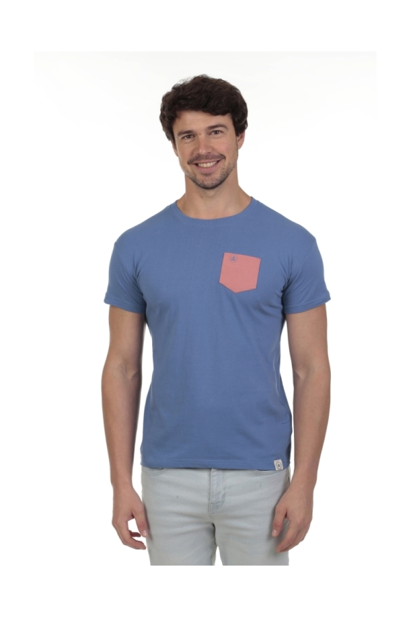 Camiseta Bolsillo Hombre The Time Of Bocha QV1C42 Azul.Jea