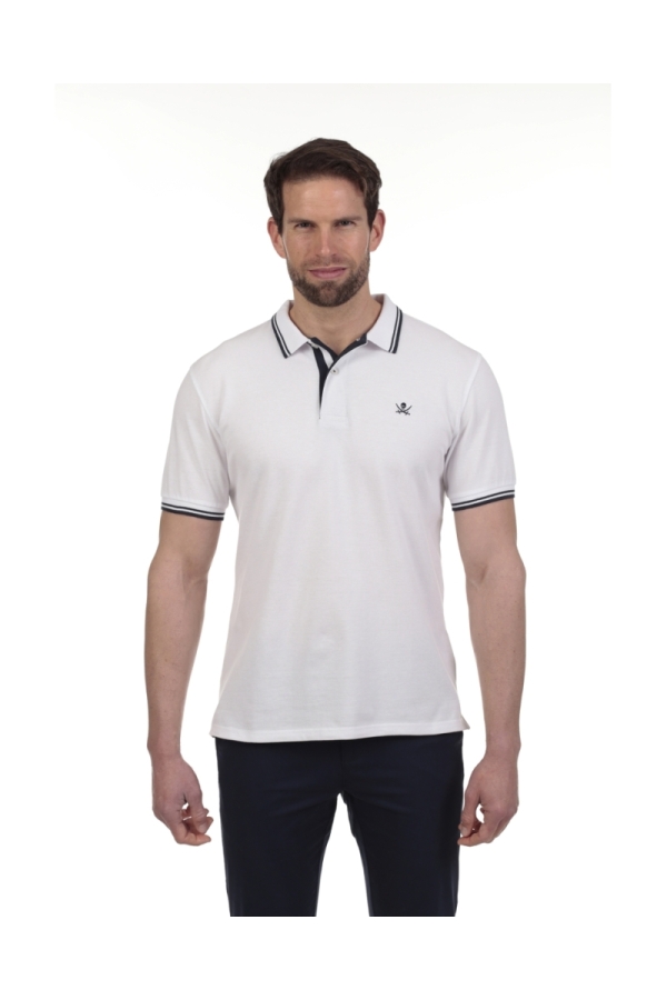 Polo Pirata Hombre The Time Of Bocha QV1PSTRIP Blanco