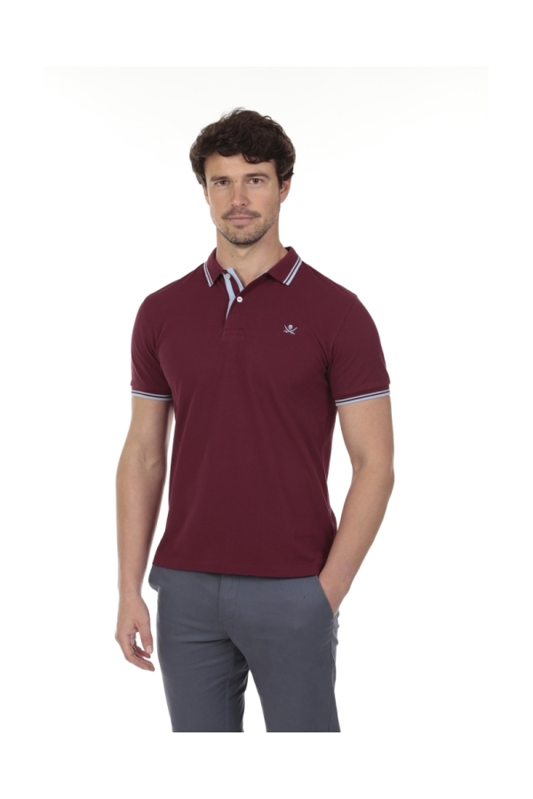 Polo Pirata Hombre The Time Of Bocha QV1PSTRIP Burdeos
