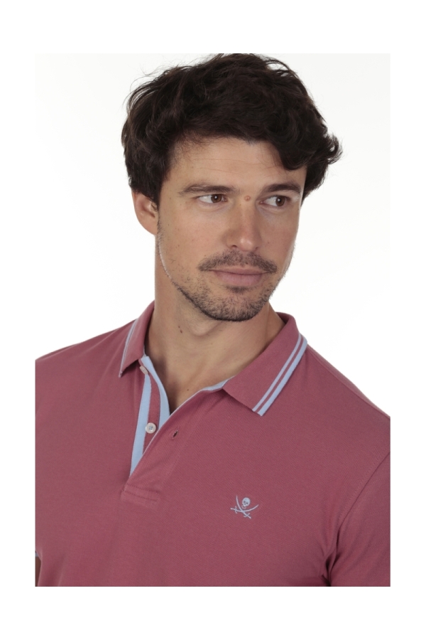 Polo Pirata Hombre The Time Of Bocha QV1PSTRIP Garnet