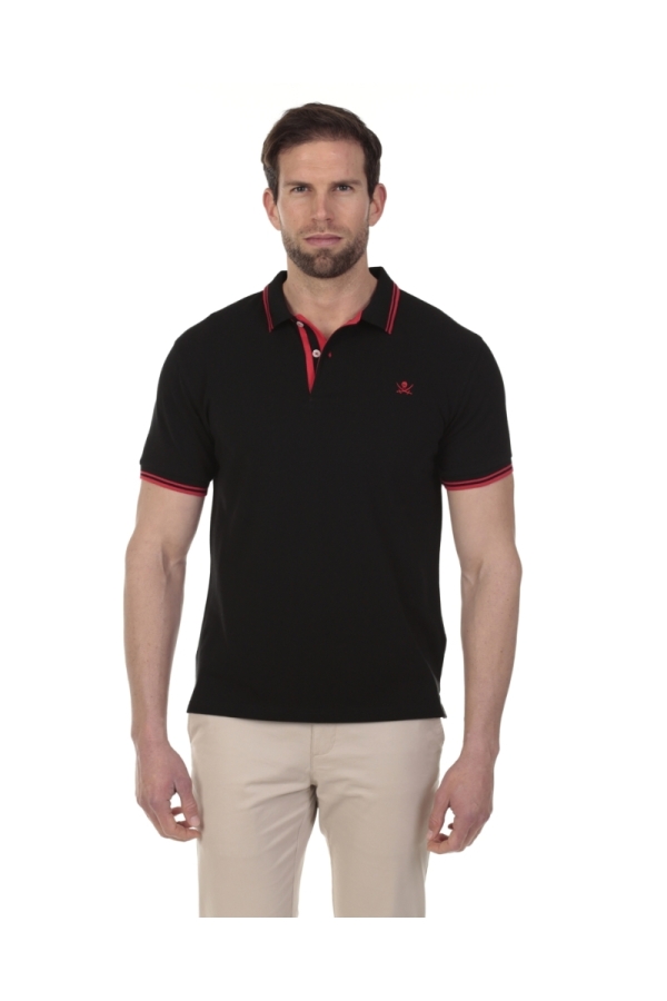 Polo Pirata Hombre The Time Of Bocha QV1PSTRIP Negro