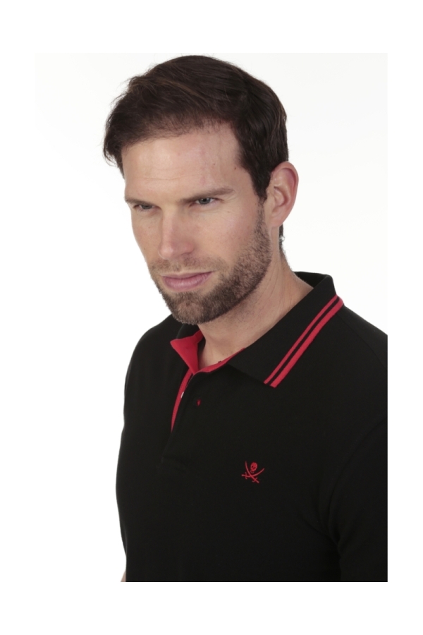 Polo Pirata Hombre The Time Of Bocha QV1PSTRIP Negro