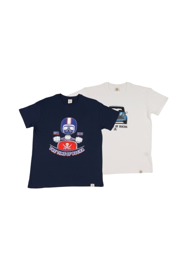 Pack 2 Camisetas Hombre The Time Of Bocha QV1PK.CM Marino-Blanco
