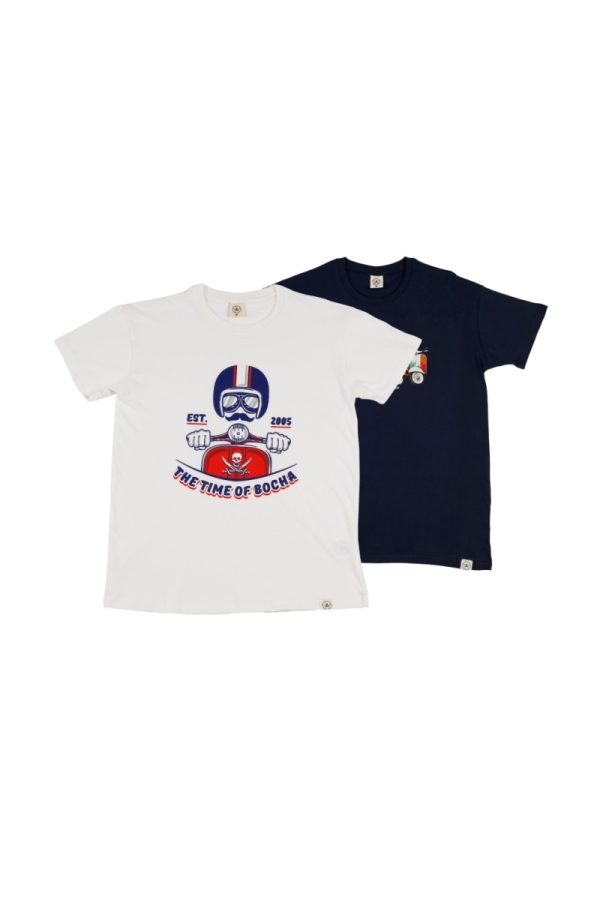 Pack 2 Camisetas Hombre The Time Of Bocha QV1PK.CM Blanco-Marino