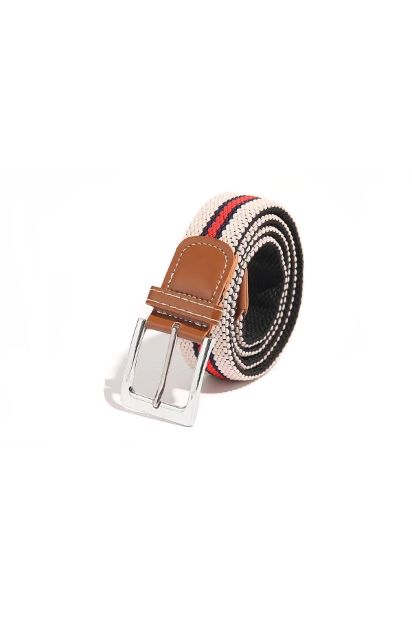 Cinturon Elastico Punta Piel Hombre The Time Of Bocha QV1TB031 Bl.Mr.Rj