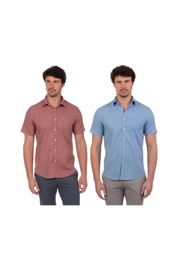 Pack 2 Camisas Manga Corta Hombre The Time Of Bocha QV1PK.CS Rosetta-Azul