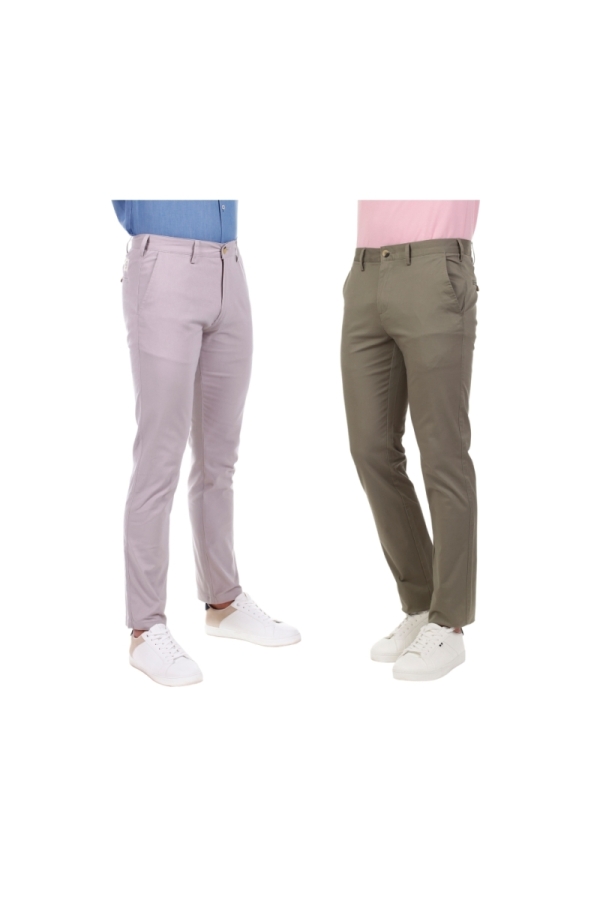 Pack 2 Pantalones Chino Hombre The Time Of Bocha QV1PK.PCH Plomo-Verde