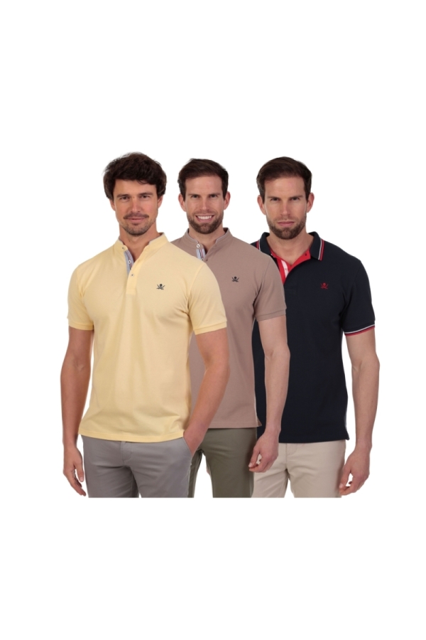 Pack 3 Polos Hombre The Time Of Bocha QV1PK.PL Arena-Amarillo-Marino