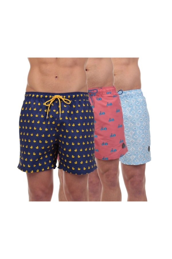 Pack 3 Bañadores Hombre The Time Of Bocha QV1PK.SP Marino-Celeste-Coral