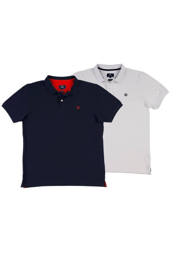 Pack 2 Polos Basicos Hombre The Time Of Bocha QV1PK.PL Marino-Blanco