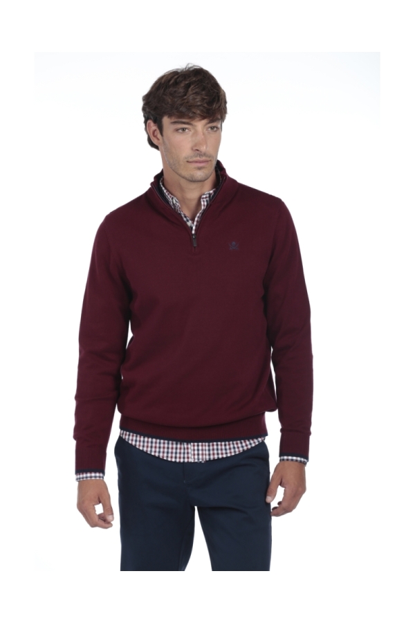 Jersey Media Cremallera Hombre The Time Of Bocha QI1JCREMA Burdeos