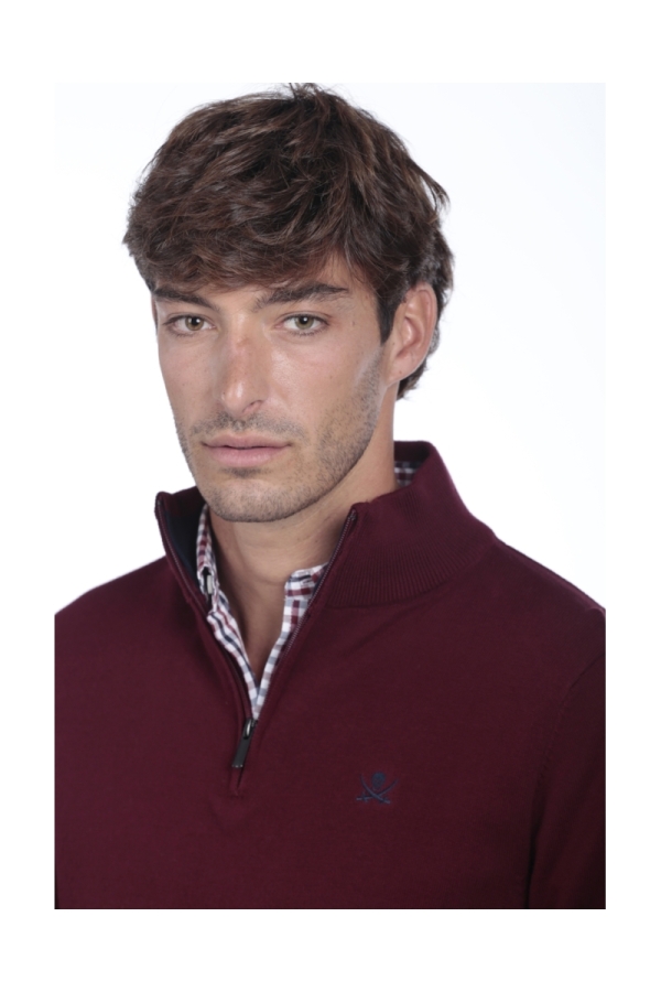 Jersey Media Cremallera Hombre The Time Of Bocha QI1JCREMA Burdeos