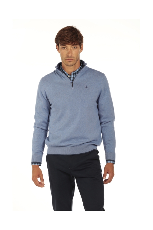 Jersey Media Cremallera Hombre The Time Of Bocha QI1JCREMA Celeste