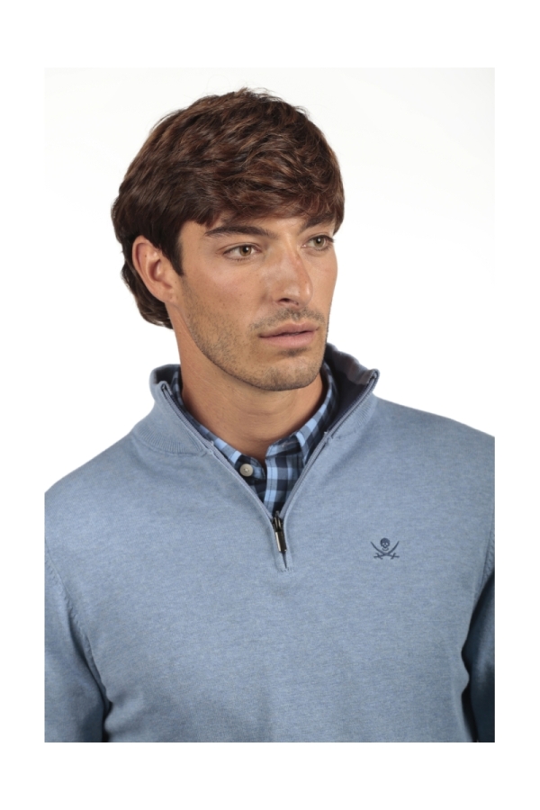 Jersey Media Cremallera Hombre The Time Of Bocha QI1JCREMA Celeste