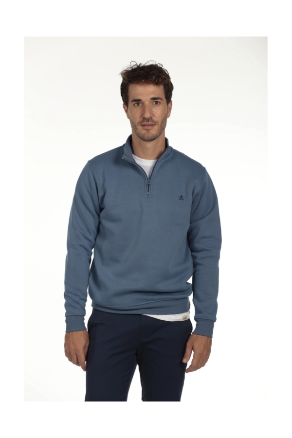 Sudadera Media Cremallera Hombre The Time Of Bocha QI1S02 Azul