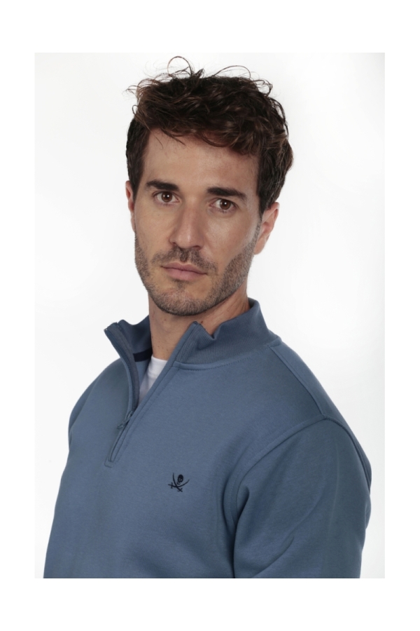 Sudadera Media Cremallera Hombre The Time Of Bocha QI1S02 Azul