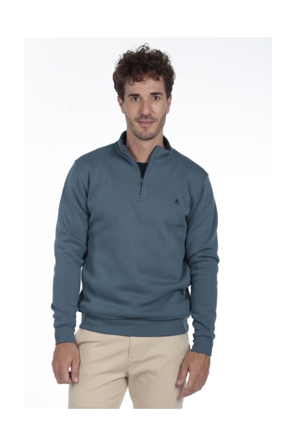 Sudadera Media Cremallera Hombre The Time Of Bocha QI1S02 Azul.Sur
