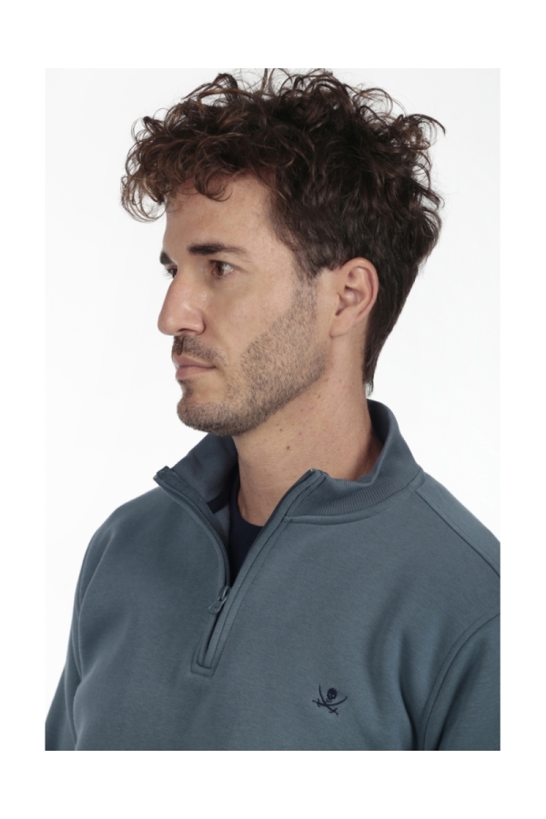 Sudadera Media Cremallera Hombre The Time Of Bocha QI1S02 Azul.Sur