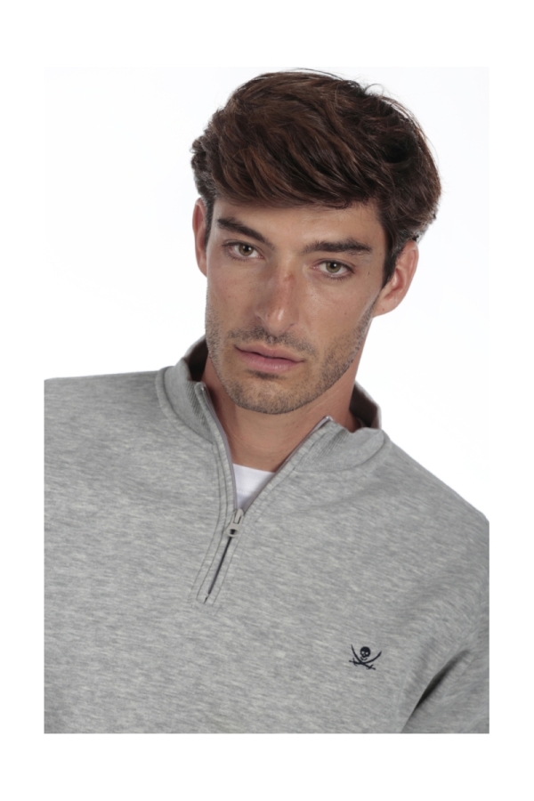 Sudadera Media Cremallera Hombre The Time Of Bocha QI1S02 Gris