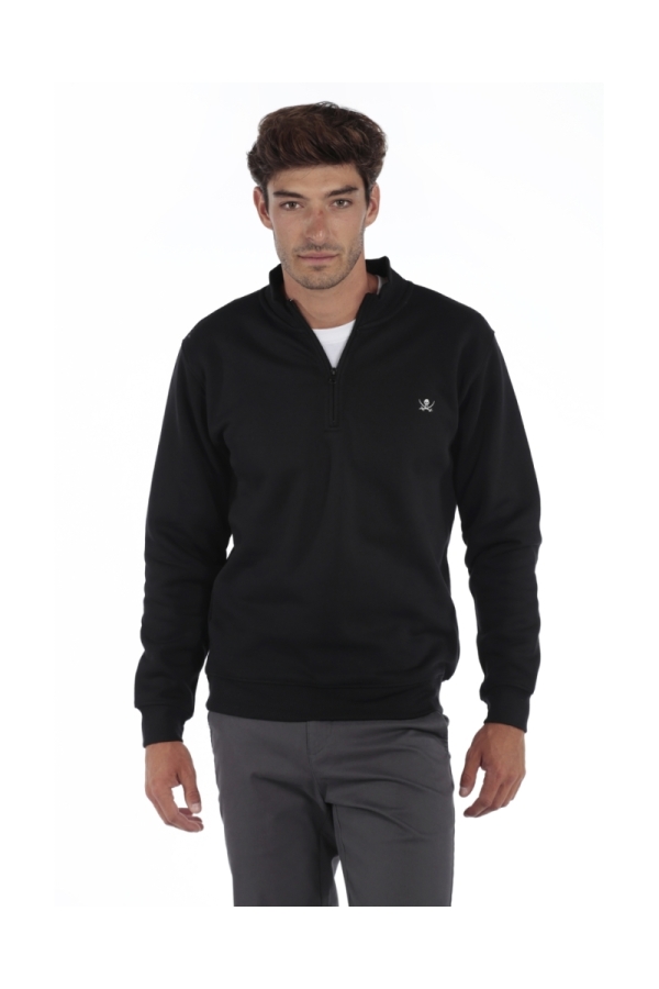 Sudadera Media Cremallera Hombre The Time Of Bocha QI1S02 Negro