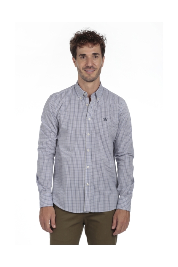 Camisa Algodón Hombre The Time Of Bocha QI1COT Verde-Azul