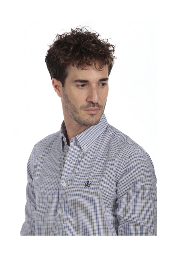 Camisa Algodón Hombre The Time Of Bocha QI1COT Verde-Azul