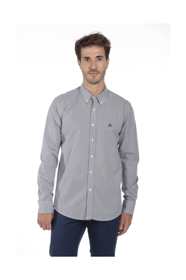 Camisa Algodón Hombre The Time Of Bocha QI1COT Azul-Rojo