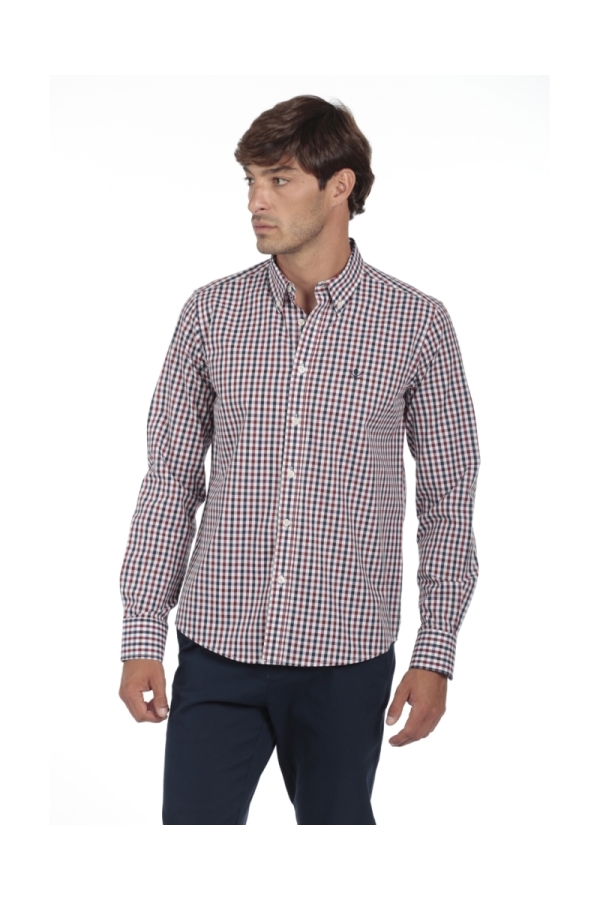 Camisa Algodón Hombre The Time Of Bocha QI1COT Marino-Rojo