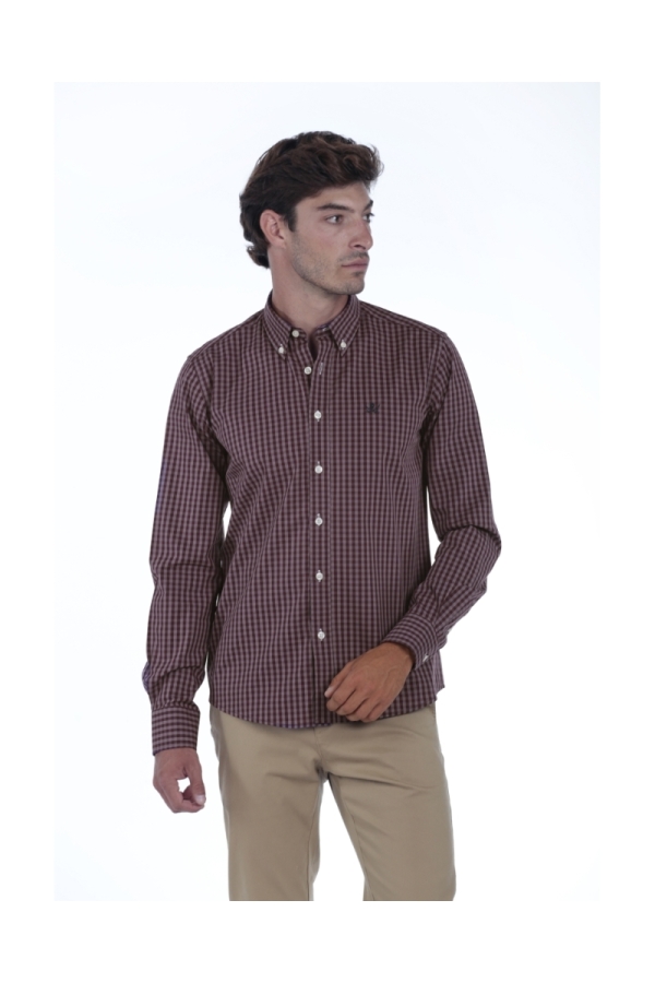 Camisa Algodón Hombre The Time Of Bocha QI1COT Burdeos
