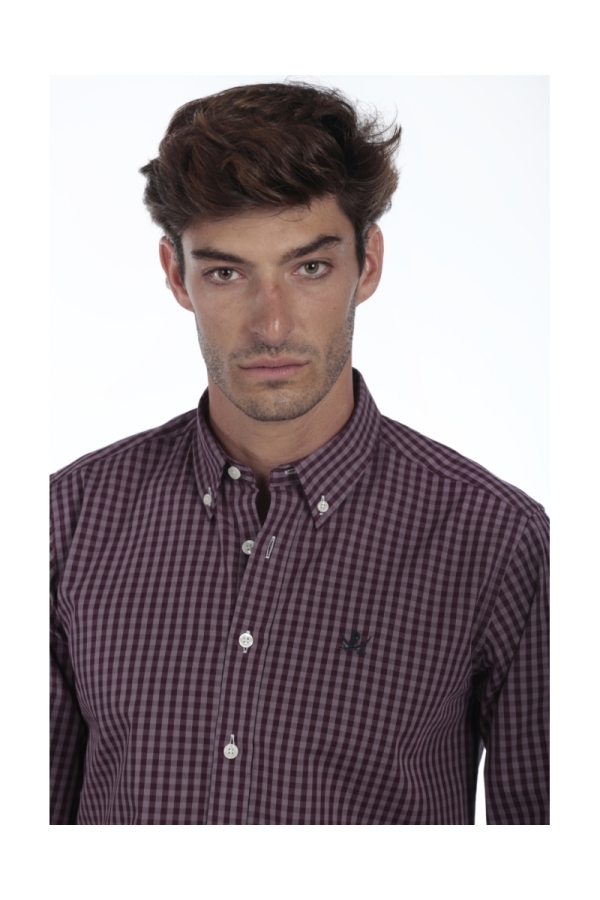 Camisa Algodón Hombre The Time Of Bocha QI1COT Burdeos