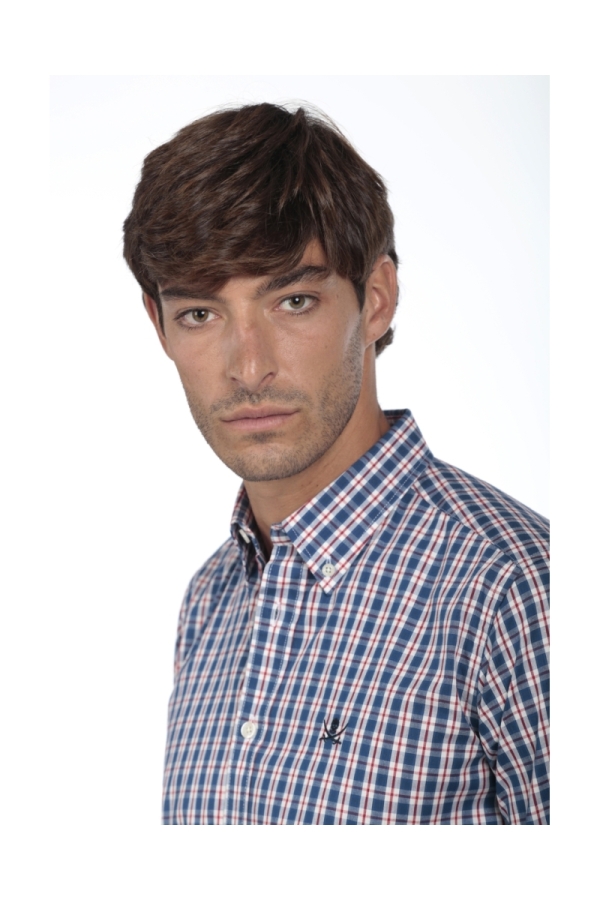 Camisa Algodón Hombre The Time Of Bocha QI1COT Azul-Rojo