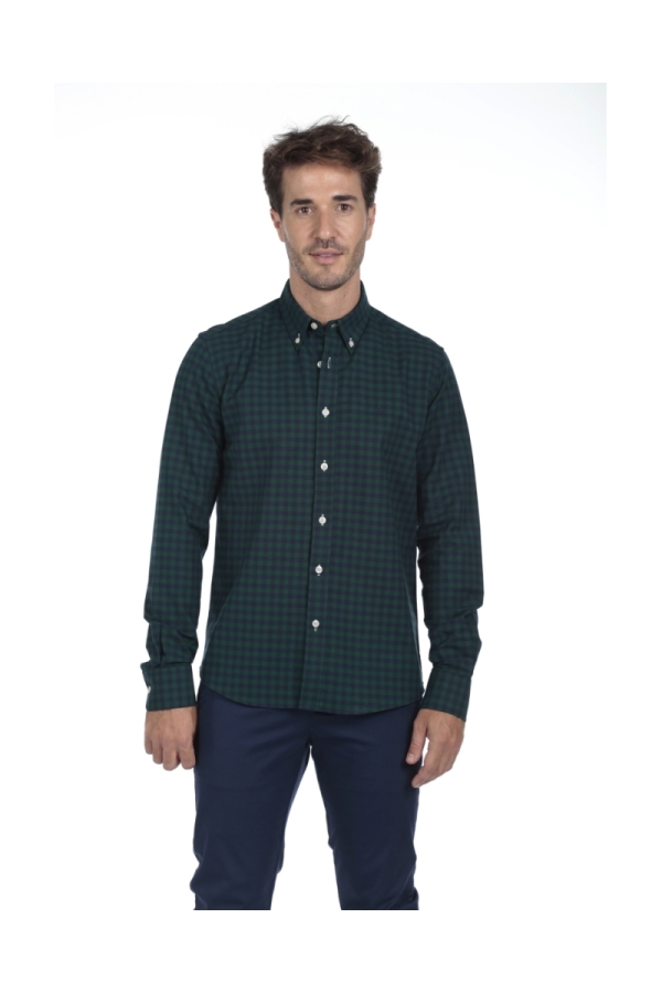 Camisa Algodón Hombre The Time Of Bocha QI1COT Marino-Verde