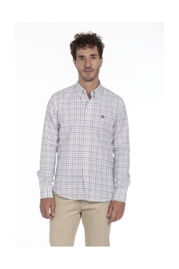 Camisa Algodón Hombre The Time Of Bocha QI1COT Marron-Beige