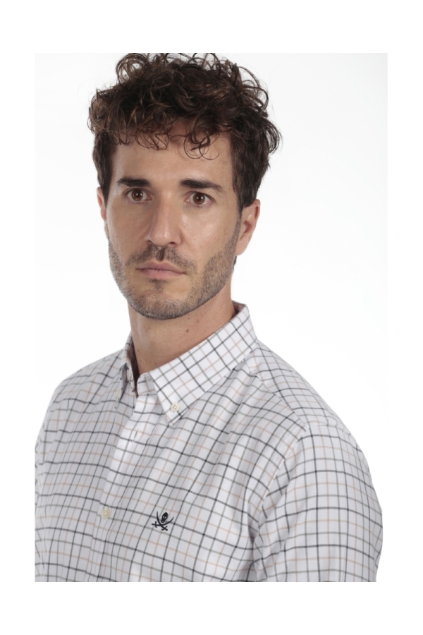 Camisa Algodón Hombre The Time Of Bocha QI1COT Marron-Beige