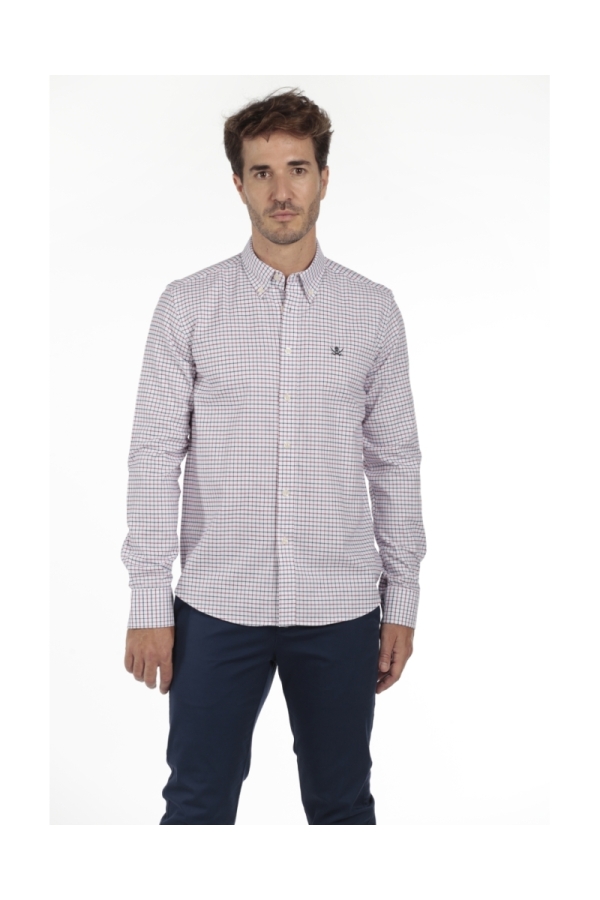 Camisa Algodón Hombre The Time Of Bocha QI1COT Rojo-Marino