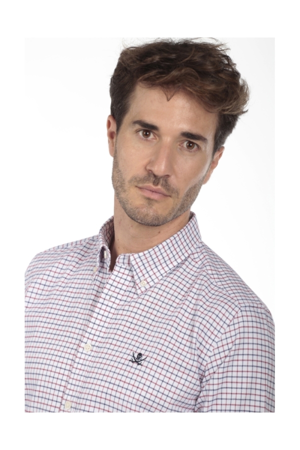 Camisa Algodón Hombre The Time Of Bocha QI1COT Rojo-Marino