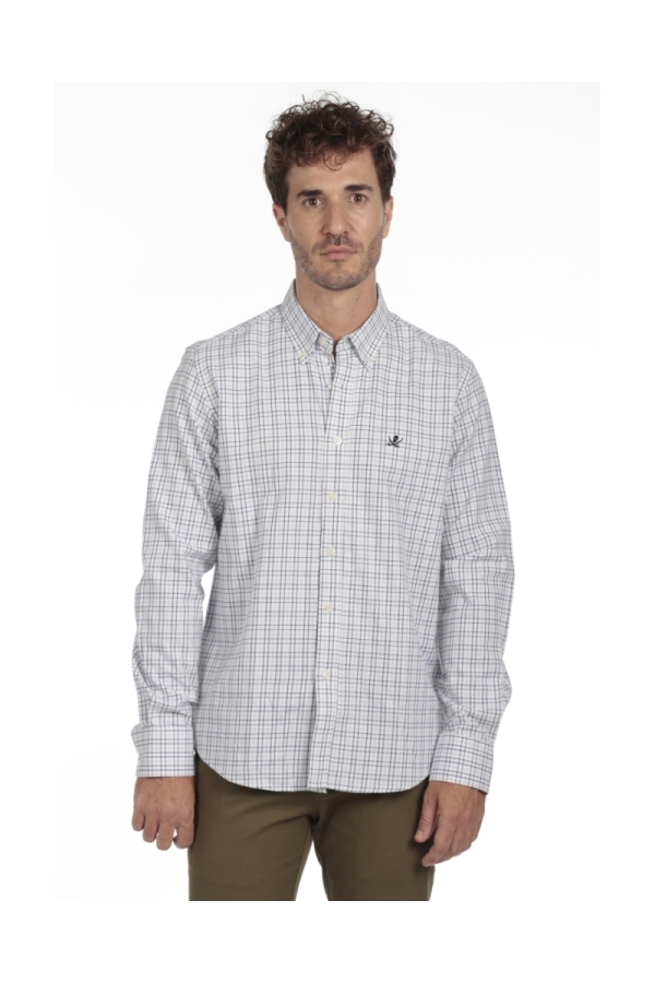 Camisa Algodón Hombre The Time Of Bocha QI1COT Gris-Azul
