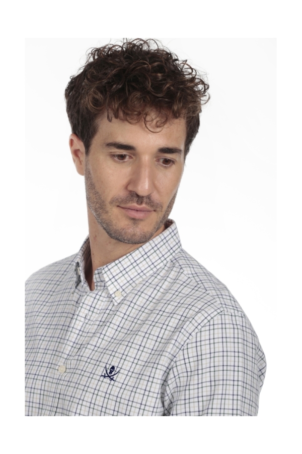 Camisa Algodón Hombre The Time Of Bocha QI1COT Gris-Azul