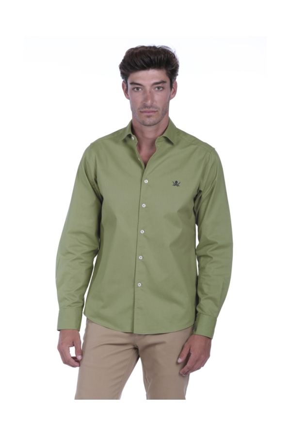 Camisa Gabardina Hombre The Time Of Bocha QI1GAB Verde Tea