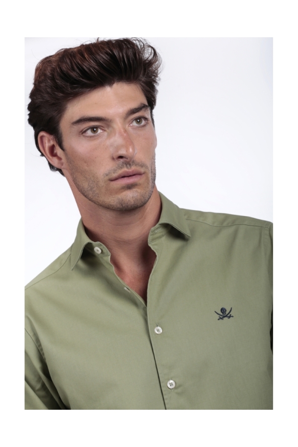 Camisa Gabardina Hombre The Time Of Bocha QI1GAB Verde Tea