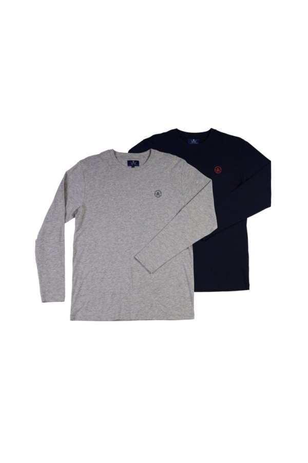 Pack 2 Camisetas Logo Hombre The Time Of Bocha QI1PK.CM Gris-Marino