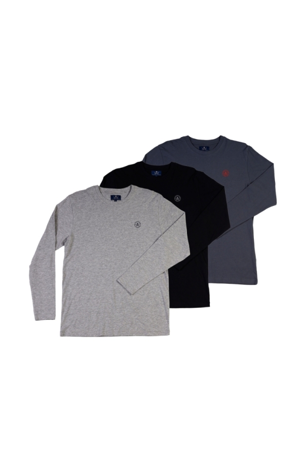 Pack 3 Camisetas Logo Hombre The Time Of Bocha QI1PK.CM Gris-Negro-Mineral