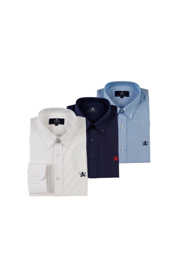 Pack 3 Camisas Oxford  Hombre The Time Of Bocha QI1PK.CS Blanco-Celeste-Marino