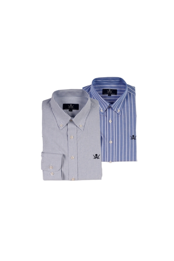 Pack 2 Camisas Oxford Hombre The Time Of Bocha QI1PK.CS Rayas Azul-Verde