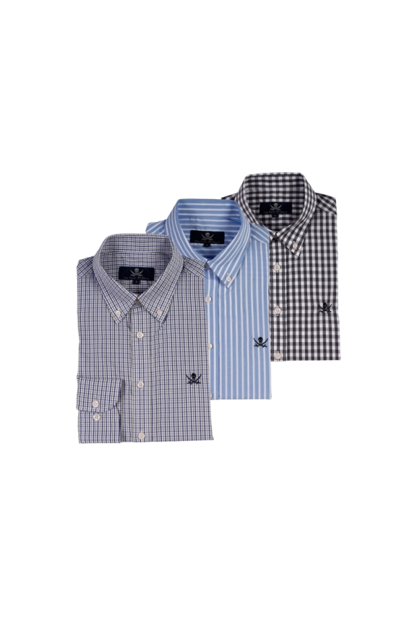 Pack 3 Camisas Cot  Hombre The Time Of Bocha QI1PK.CS Verde-Celeste-Azul