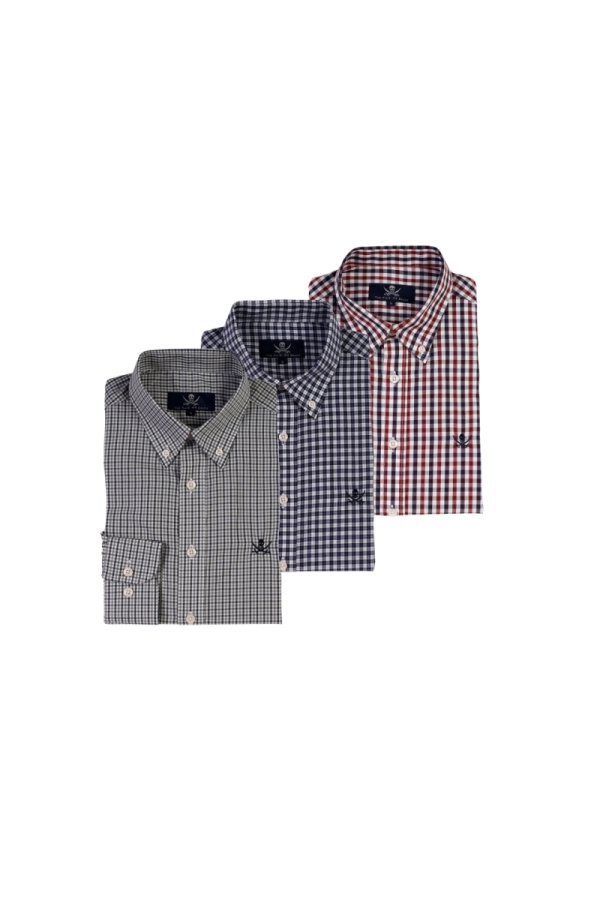 Pack 3 Camisas Cot  Hombre The Time Of Bocha QI1PK.CS Verde-Azul-Rojo