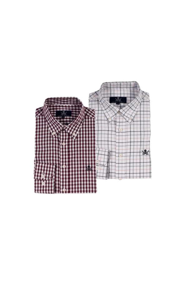 Pack 2 Camisas Cot  Hombre The Time Of Bocha QI1PK.CS Rojo-Blanco