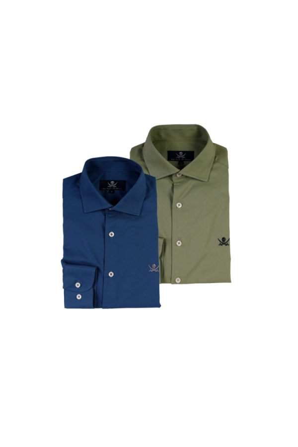 Pack 2 Camisas Gab  Hombre The Time Of Bocha QI1PK.CS Denim-Verde Tea